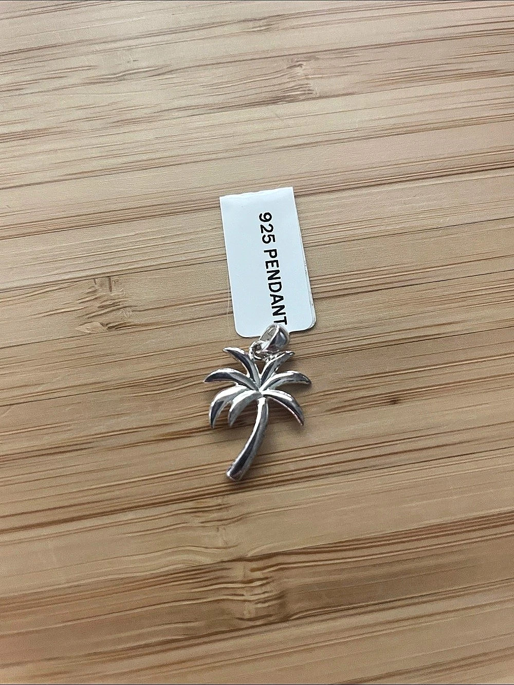 Palm Tree Pendant Necklace Sterling Silver